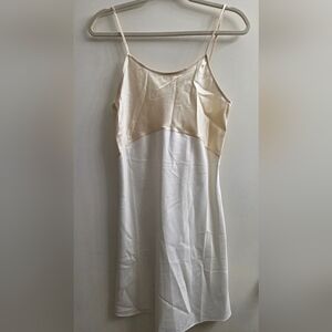 Ginia Cream and White Slip Dress